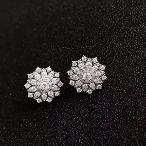 Oro puro 18 carati 11mm 0.9ct orecchini a bottone con diamanti naturali accessori da sposa gioielli orecchini a bottone con diamanti rotondi naturali