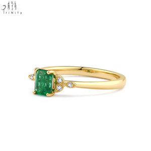 New Products Wholesale Manufacturer Export Natural Emerald Ring Fine Jewelry 18K Solid Yellow Gold Real Natural Diamonds Ring - Product Image 2