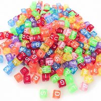 6X6MM trou 3MM 100 pièces de plastique en vrac ABS acrylique lettres transparentes à la main bijoux à bricoler soi-même cubique carré entretoise perles en vrac
