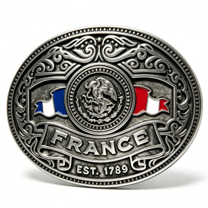 France Silver-Plated Zinc Alloy <b>Badge</b> Emblem Embossing Printing Patriotic Souvenir Die Struck Round Shape - Product Image 4
