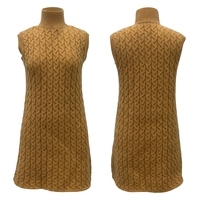 Robe mini sans manches en tricot torsadé à col montant pour femme, collection automne-hiver, gilet en tricot torsadé, tunique en maille pour femme