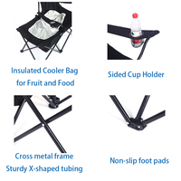 Chaise pliante d'extérieur personnalisée avec logo du fabricant E-RIKE, légère, pour la pêche, avec sac isotherme et accoudoirs
