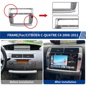 Marco de Radio para Automóvil Android Meihua de <span class=keywords><strong>9</strong></span> Pulgadas, Kit de Accesorios Interiores para CITROEN C-QUATRE C4 2008-2011, Plateado - Product Image 3