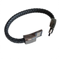 Bracelet en Cuir Câble de Données 20cm 22.5cm ou Sur Mesure USB 2.0 3.0 Ligne de Charge Rapide pour Téléphone Micro iOS Type C