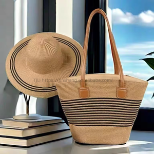 2-pieces Set Summer Straw Bags and Hat New Trendy Hot Sale Sac Women's Large Capacity Set Hand Bags for Women - Product Image 1