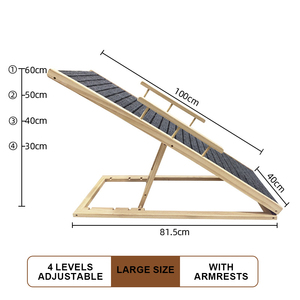 Rampa para Perros con Tapete Antideslizante, <span class=keywords><strong>Escalera</strong></span> Ajustable de Madera para Mascotas, Perros y Gatos, Fácil Acceso al Coche y Cama con Superficie de Alfombra Antideslizante - Product Image 6