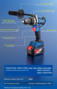 Dongcheng không dây không chổi than tác động điều khiển khoan dcjz20160iem 20V 160N. <span class=keywords><strong>M</strong></span> 13mm phổ Chuck cầ<span class=keywords><strong>m</strong></span> tay công cụ điện - Product Image 3