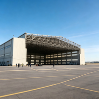 Hangar d'avion moderne à grande portée sans colonnes en structure acier anti-corrosion, protection incendie, revêtement de sol époxy haute résistance, garantie 20 ans