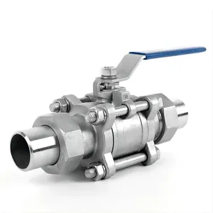 1/4'' to 2'' Union 304 Stainless Steel Welding Sanitary Manual Ball Valve Three Pieces High Mounting Pad Manual Ball Valve