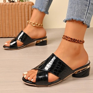 Sandalias de tacón grueso con punta abierta y tiras cruzadas para mujer, estilo sexy, novedad 2026, para verano e invierno - Product Image 2