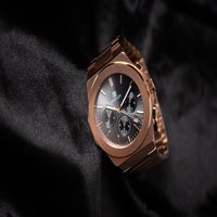 Montre de luxe URBAN ELEGANT pour usage quotidien, boîtier en acier inoxydable 316L gris rose, verre saphir, bracelet 32 mm 18 mm, 3 ATM, quartz