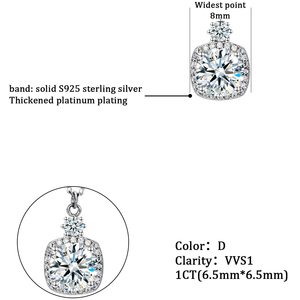 Collana con Pendente in Moissanite da 2 Carati per Donne, 8.0mm Colore <span class=keywords><strong>D</strong></span>, Placcato in <span class=keywords><strong>Oro</strong></span> Bianco 18K, Taglio Rotondo, per Matrimonio, Fidanzamento, Promessa Eterna - Product Image 4