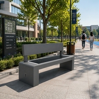 Banc de jardin solaire avec éclairage LED, étanche, Bluetooth/WiFi, design moderne, utilisation en extérieur, salle de sport, parc, hôtel, villa, acier inoxydable