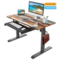 Bureau de jeu électrique ergonomique moderne, réglable en hauteur, avec plateau pour clavier, pieds en acier carbone noir