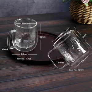 Vendita calda trasparente a doppia parete vetro borosilicato <span class=keywords><strong>Cappuccina</strong></span> tazza di vetro caffè tazza trasparente con manici - Product Image 6