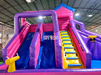 Toboggan aquatique gonflable combiné 3 toboggans, piscine à jets d'eau, canon à eau, parc aquatique, location pour fêtes d'enfants, PVC robuste de qualité commerciale