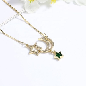 Collier tendance avec breloques en laiton, vente en gros, pendentif étoile en zircon plaqué or 18 carats, bijoux pour femmes, accessoires - Product Image 3