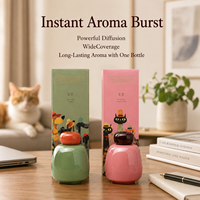 Diffuseur à bâtonnets en céramique 220 ml, bouteille vert sauge émaillée, col décoratif orange, bâtonnets verts, vente en gros sous marque privée