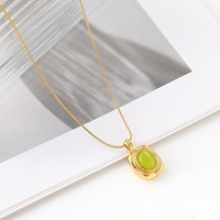 GemIsIand Collier Pendentif Vintage Romantique Élégant Haut de Gamme Luxe Léger en Pierre Naturelle et Cuivre Plaqué Or avec Chaîne Maille Forçat pour Pull