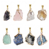 Pendentif en cristal brut irrégulier plaqué or, breloques en pierres précieuses naturelles brutes pour accessoires de collier faits à la main, vente en gros