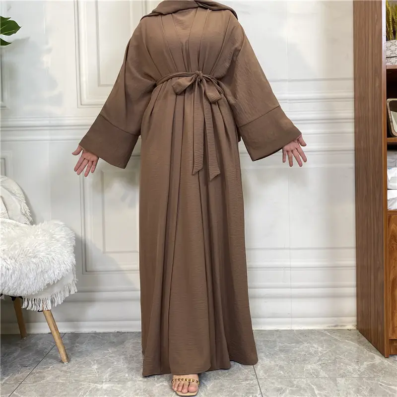 Más vendidos 3 uds modesto Khimar bufanda islámica Eid Jilbab abrigo Burqa invierno Dubai HIjab mujeres musulmanas vestido abierto Abaya con bolsillo