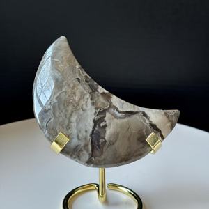 Venta al por Mayor de Cristal Natural en Forma de Luna de Ágata Volcánica Fluorescente para Regalo - Product Image 6