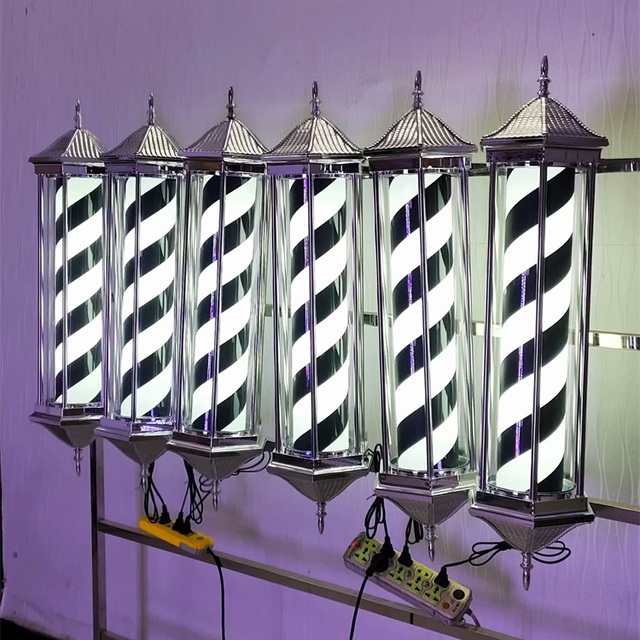 Rotating Light Wall Light Salon Shop Sign Outdoor Hair Salon Logo Waterproof Hot Salon LED Barbers Pole Red White Blue 3pcs
