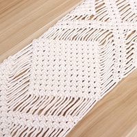 Chemin de table personnalisable en fil de coton tissé à la main, nouveau style chinois, simple, avec pompons, pour usage domestique (cafés, salles à manger, tables longues)