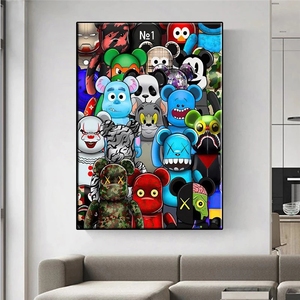 Affiches et impressions d'art mural moderne sur toile, motif ours de dessin animé graffiti peint, style Art Déco, pour décoration intérieure et <span class=keywords><strong>chambre</strong></span> d'enfant - Product Image 3