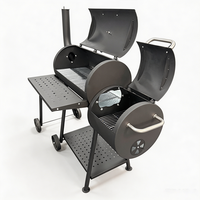 Barbecue portable compact haut de gamme à charbon de bois, hauteur réglable, structure en acier, pare-vent violet, pour la maison, l'extérieur, le camping et la famille