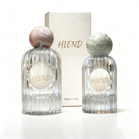 Bouteille en verre côtelé de 1,3/3,3 oz avec bouchon sphérique en marbre, récipient de qualité supérieure pour huile essentielle, parfum, aromathérapie, lotion cosmétique