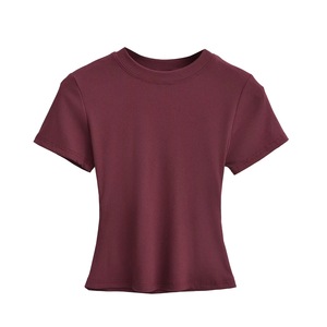 T-shirt Casual da donna Slim Fit t-shirt da donna a manica corta Top estivo da donna tinta unita <span class=keywords><strong>Basic</strong></span> - Product Image 5