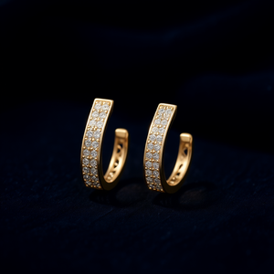 Orecchini a Cerchio in Oro Bianco E4557 con Diamanti Taglio Brillante Rotondo, Montatura a Castone, Gioielli Classici da Donna - Product Image 2