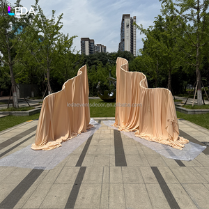 Telón de Fondo <span class=keywords><strong>LEDA</strong></span> de Seda Láctea con Ondas Drapeadas en Forma de S, Soporte Metálico, Cortina para Escenario de Boda, Decoración para Eventos y Fiestas - Product Image 4