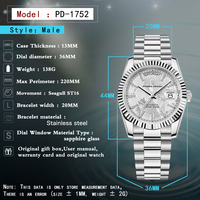Montres pour hommes Pagani Design 1752 Bracelet en acier inoxydable Montre de luxe pour hommes Étanche 10 ATM Montres mécaniques automatiques