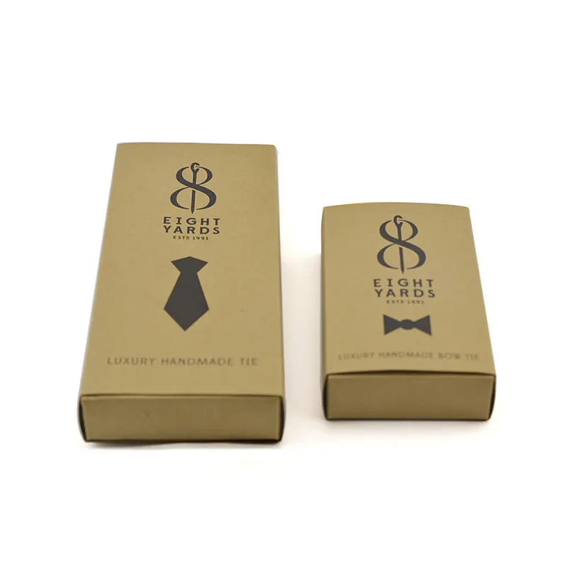 Kotak laci mudah terurai dasi pakaian kotak kertas Kraft dengan desain logo