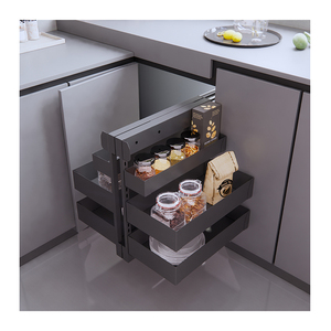 Panier d'angle magique pour armoires de cuisine, robuste, avec fermeture amortie, coulissant, moderne, couleur personnalisable - Product Image 2