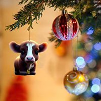 10 Pièces Adorables Ornements Décoratifs en Forme de Vache de Dessin Animé à Suspendre, Décoration DIY pour Sapin de Noël, Décoration d'Intérieur Adorable en Forme d'Animal, pour Voitures et Sacs à Dos