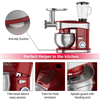 Robot pâtissier 3 en 1 6L 1200W en acier inoxydable robuste avec mixeur à jus et hachoir à viande