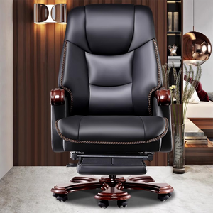 Luxus-Bürostuhl mit hoher Rückenlehne Modernes ergonomisches <span class=keywords><strong>Massage</strong></span> design Massivholz rahmen Dreh funktion Klassische PU für das Büro des Managers - Product Image 4