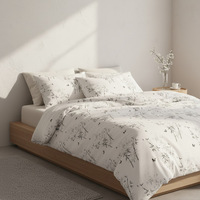 Ensemble de literie 4 pièces en fibre de bambou, draps et housses de couette imprimés unis, literie printemps-été, vente en gros d'usine