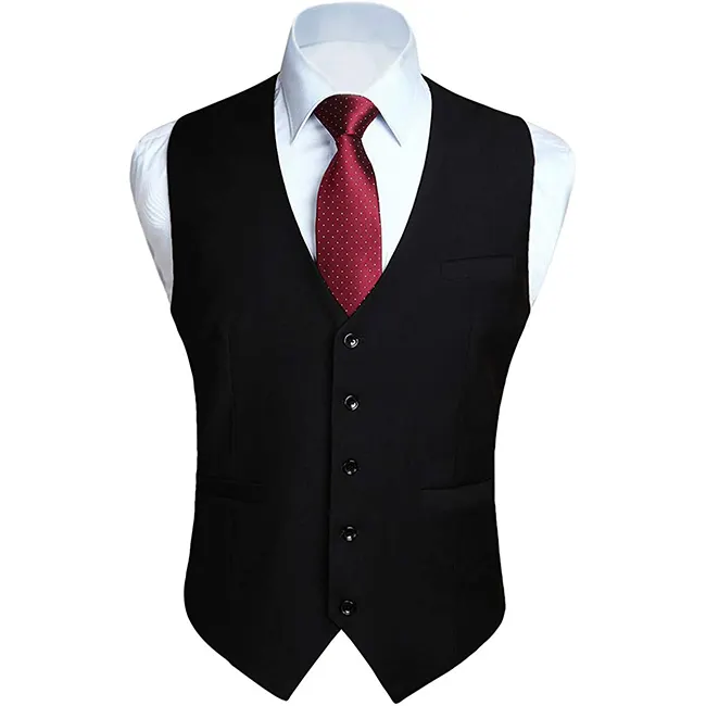 Mens Suit Vest Business Formal Dress Waistcoat Vest with 3 Pockets for Suit
