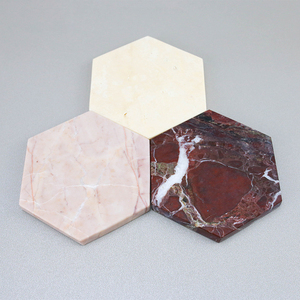 UnionStone Hexagon Stone Coaster Set Natural Marble Non-Slip <b>Mats</b> Modern Design for Table Decoration - Product Image 5