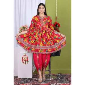 Nuevo PEPLON con DHOTI y DUPATTA ELEGANTE, Ropa Étnica para Mujer, Material de Rayón, Materiales Reciclados, para Todas las Temporadas - Product Image 1