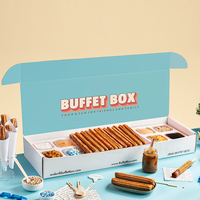 Boîte d'emballage en papier personnalisée de qualité alimentaire pour gaufres, mochi, donuts, sushis, snacks à emporter, churros, avec trous pour sauce