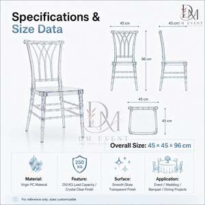 Clear Polycarbonate Fan Back Chiavari <b>Chair</b> Lightweight Durable for Wedding Reception and Party Events - Product Image 3