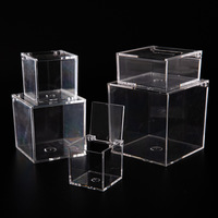 Boîte carrée transparente en acrylique à couvercle rabattable pour bonbons, cadeaux de mariage, emballage de cils, rangement alimentaire