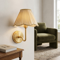 Applique murale LED sans fil rechargeable avec abat-jour en tissu plissé, à intensité tactile, pour chevet, couloir, ambiance intérieure - Stock US