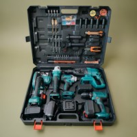 Ensemble de perceuse à percussion 5-en-1 en acier inoxydable, kit de perceuse sans balais, tournevis électrique à batterie lithium, boîte à outils portable, combo