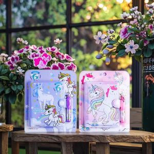 Ilkokul öğrencileri için sevimli çocuk dizüstü baskılı deri PVC kırtasiye küçük ödül seyahat not defteri kadın - Product Image 6